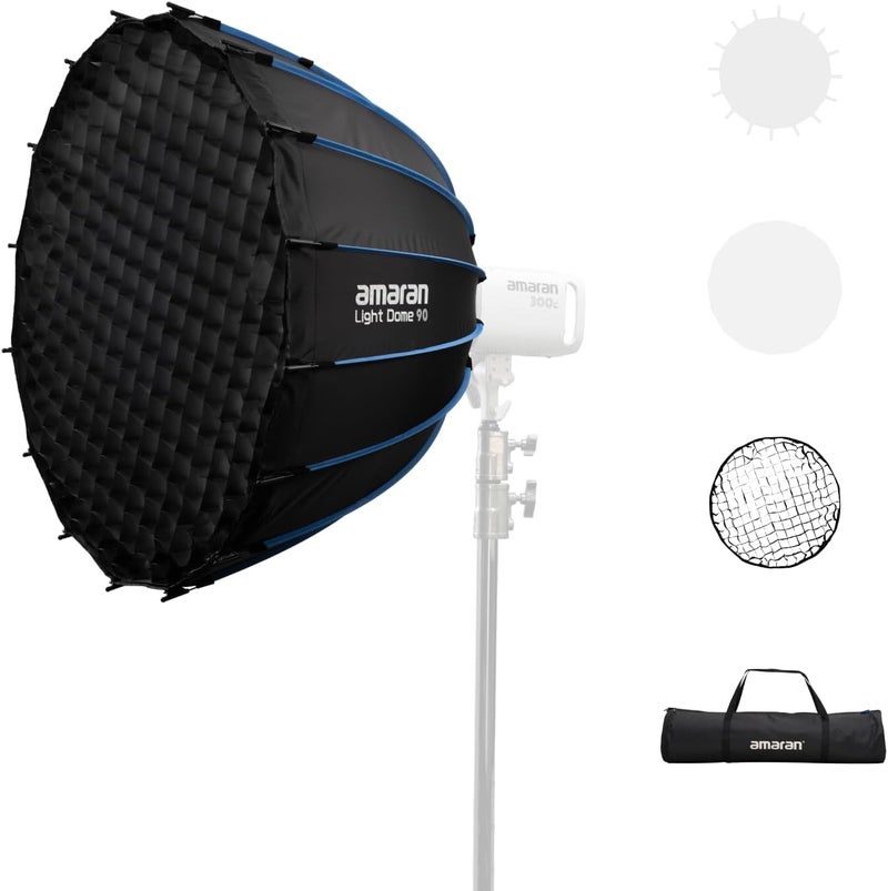 AMARAN Light Dome 90 Softbox,One-snap Quick-Release Foldable Bowens Mount Soft Light Modifier Lighting Studio Control Modifiers Softbox for 60/100/200/300c/150c (Light Dome 90) - Image 1